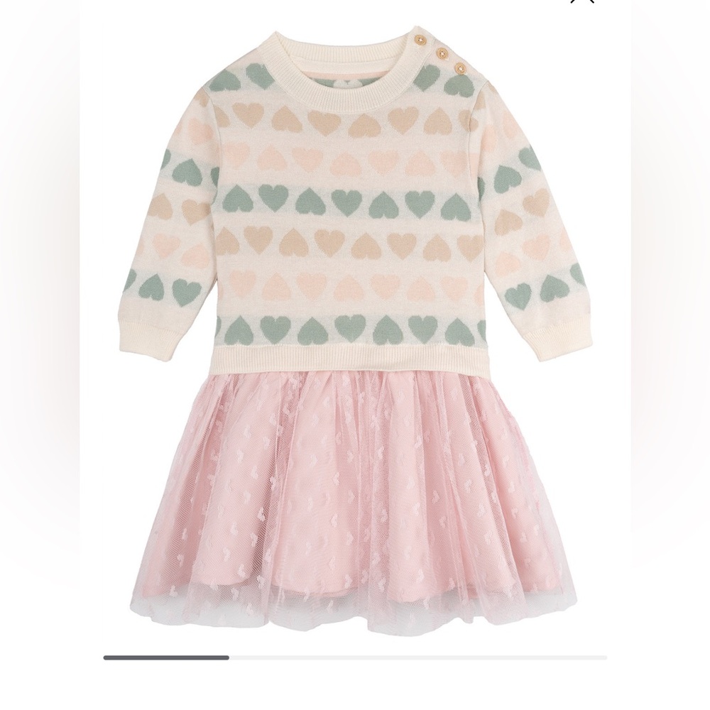 Charming Pink Heart Pattern Kids Dress